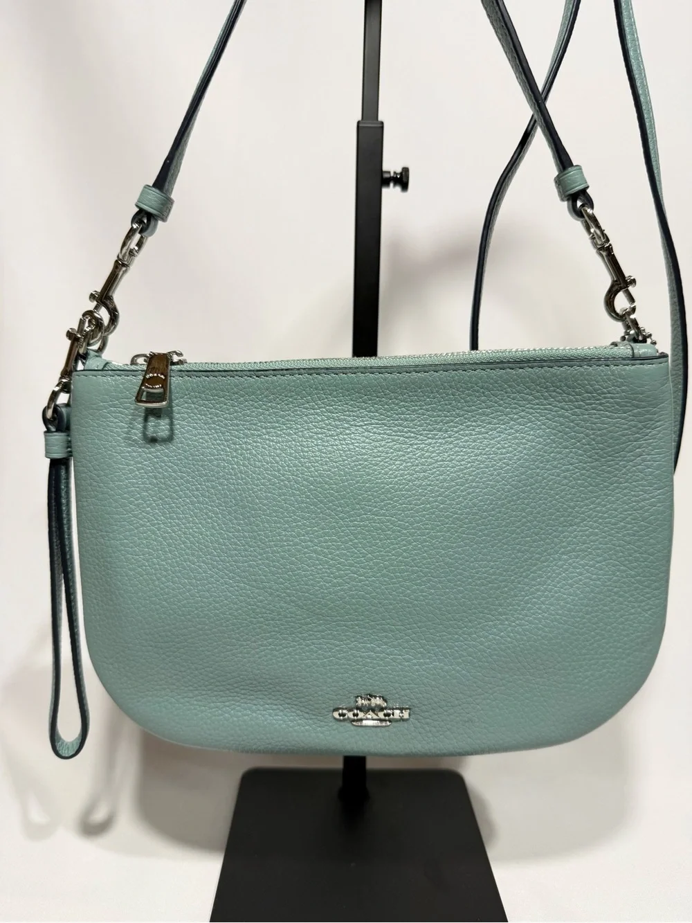 Coach Pebbled Leather Crossbody in Seafoam Green